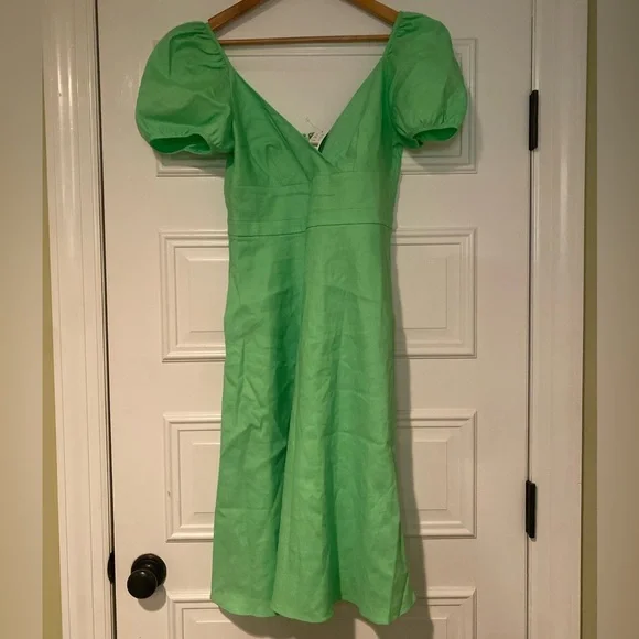 NWT‎ Women’s J.Crew Puff Sleeve V-Neck Midi Dress Spring Easter Summer - Picture 3 of 6